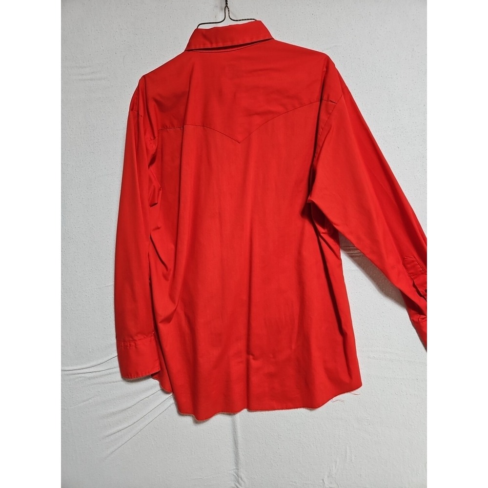 Vintage Karman Pearl Snap Shirt Men Medium Red Western Long Sleeve Cowboy 17X34 - Picture 6 of 10